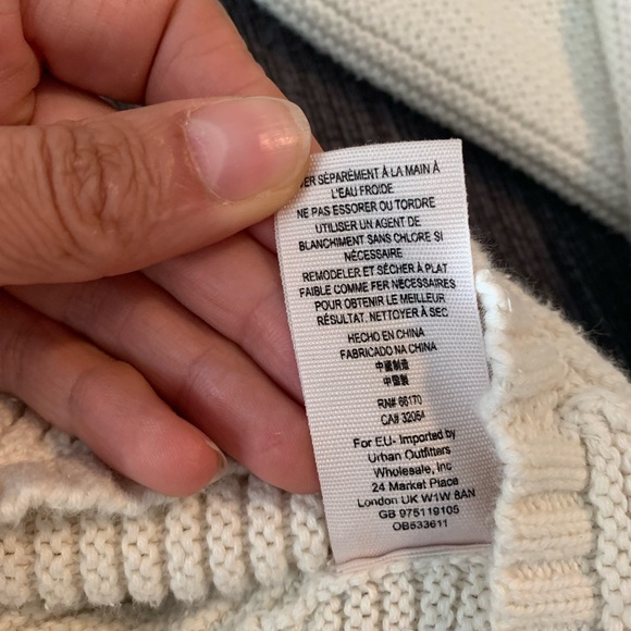 Free People La Brea V-neck Pullover Sweater Ivory Cream Size L-XL - Picture 11 of 14